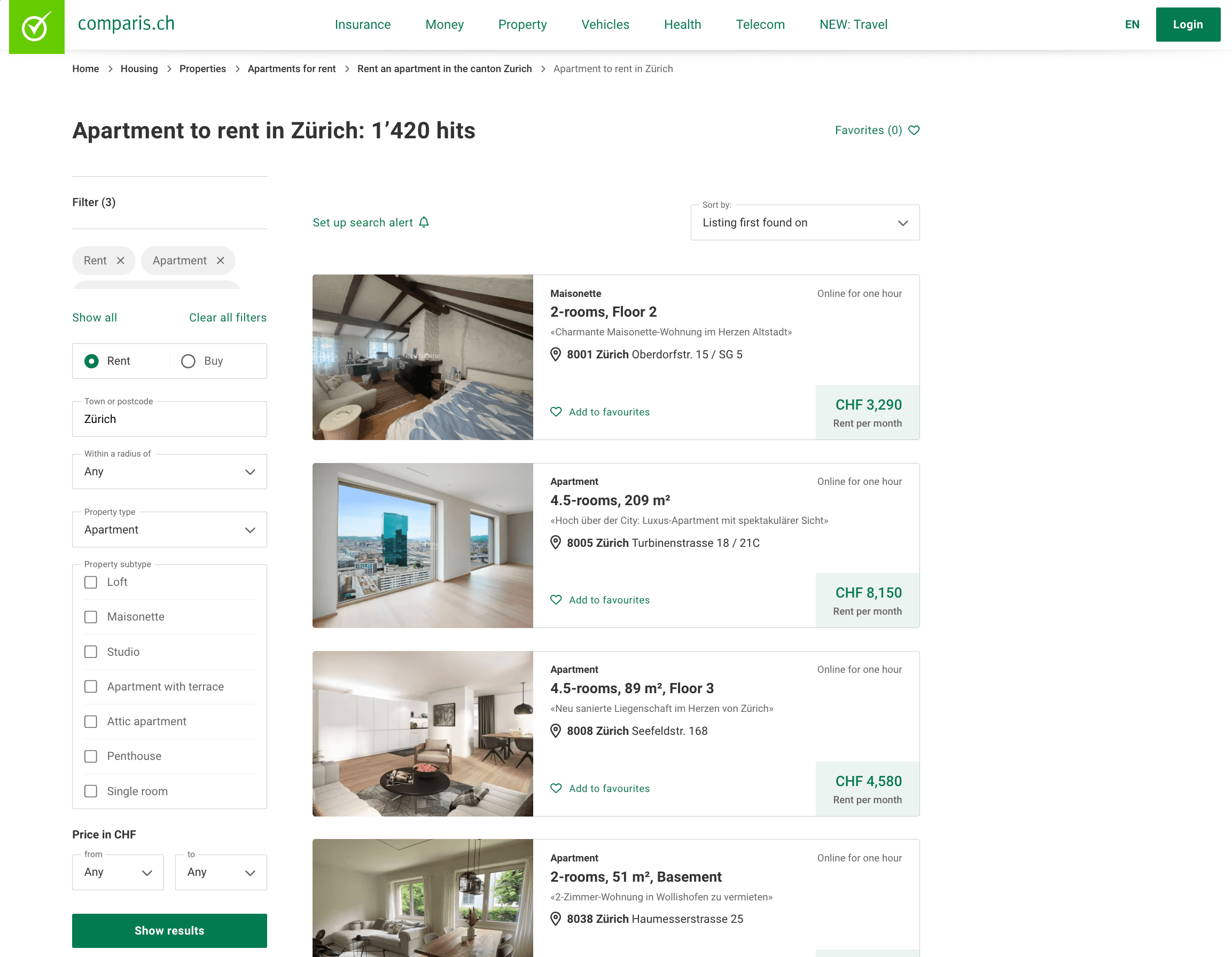 Comparis.ch project screenshot